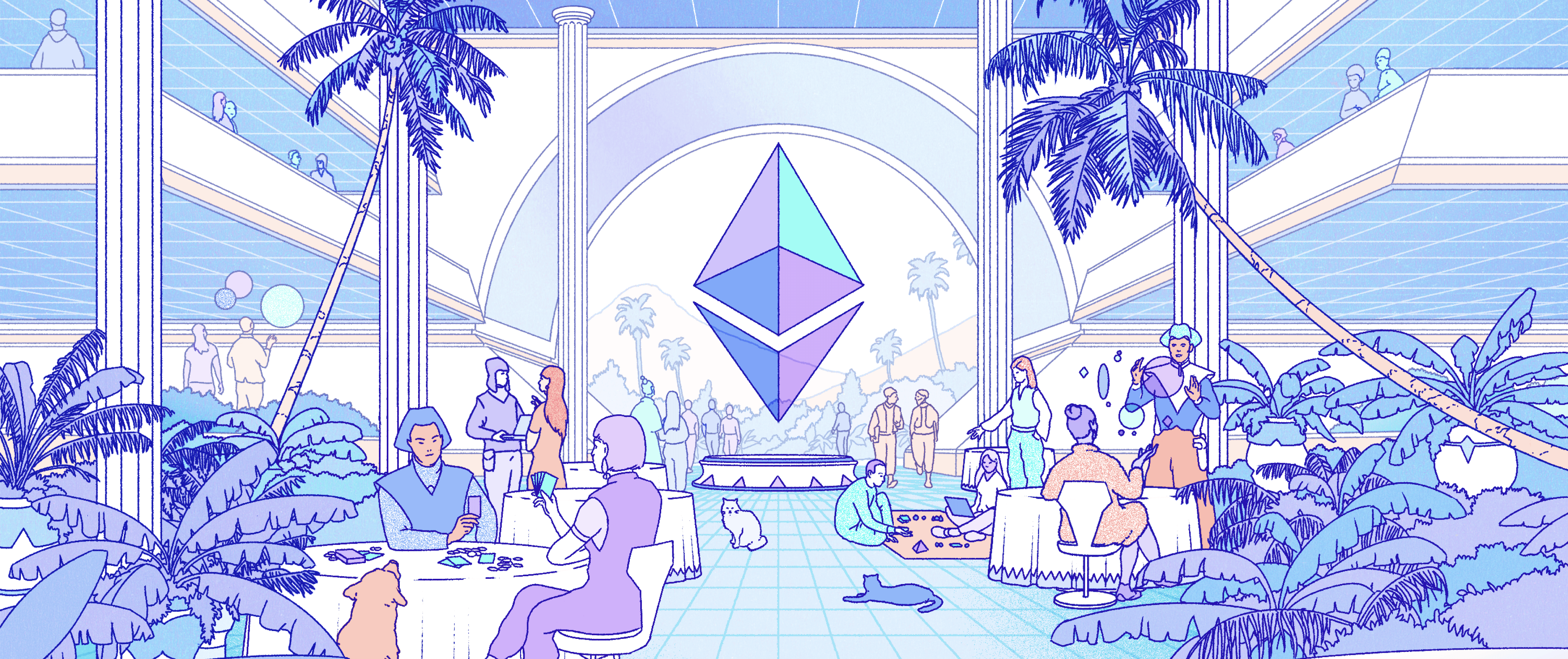 Illustration — Gradient Light blue with Logos of Base first Companies